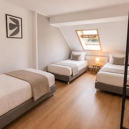Apartament Zentrale Lage - Mit 6 Einzellbetten Boxspring, Wohnzimmer, Essbereich, Wifi, Smart Tv, Kueche, 24h Check-in *
